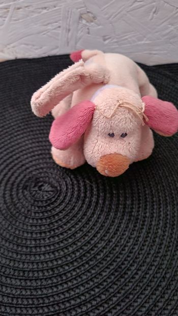 Doudou Nattou Peluche Chien Belle Et Bo Beige Orange Bleu Collier