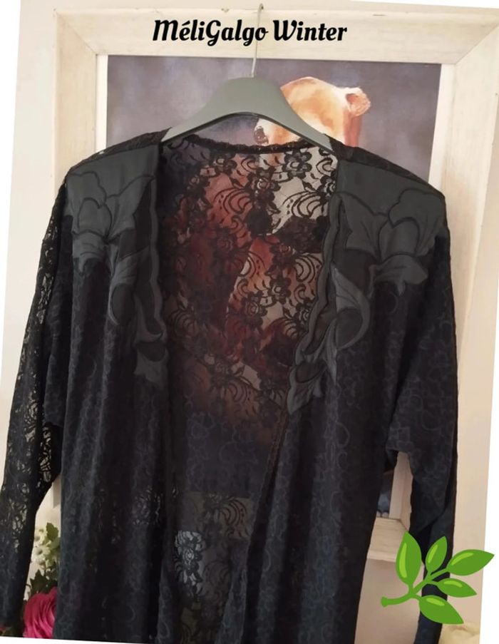 🌹Long Déshabillé/Nuisette Dentelle & Voile Pièce Vintage Natori T38/40🌹 - photo numéro 15
