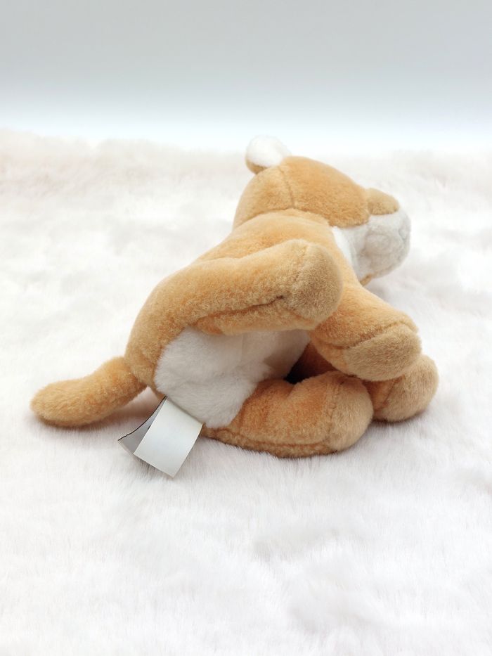 Petite peluche doudou lionceau lion beige blanc GIPSY 17 cm nez rose - photo numéro 4