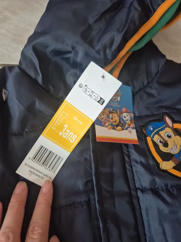 Manteau pat patrouille chase 3 ans - photo numéro 3