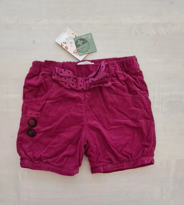 Neuf etiquette - Short velours La Compagnie des Petits - taille 4 ans - cassis - automne hiver - photo numéro 6