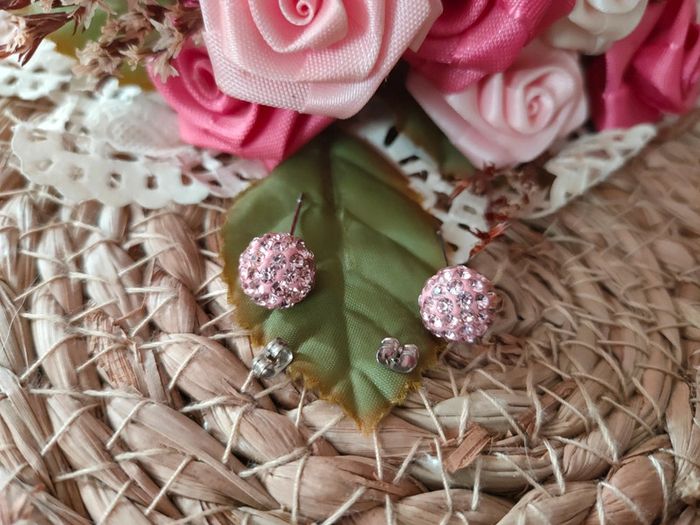 🌿 Paire de boucle d'oreille shamballa rose🌿
