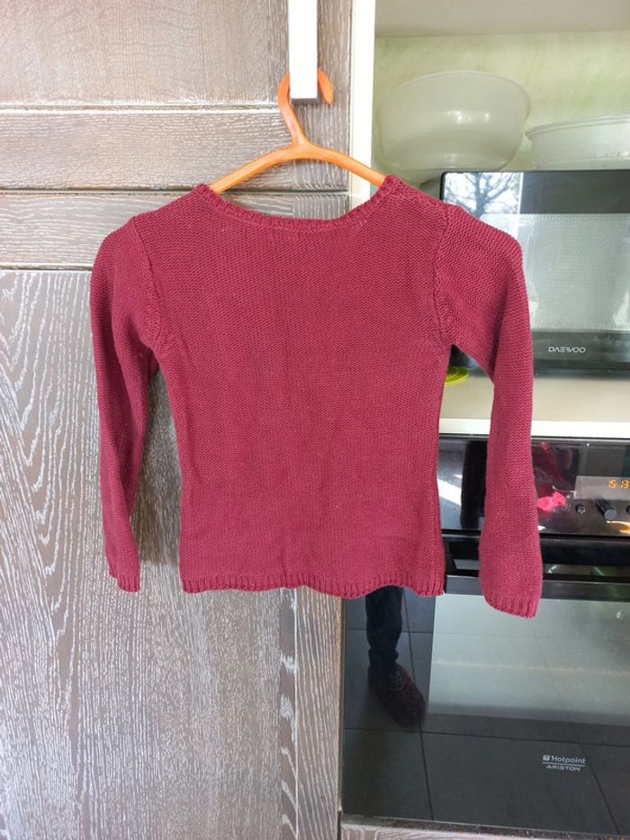 Pull en mailles 6 ans bordeaux - photo numéro 3