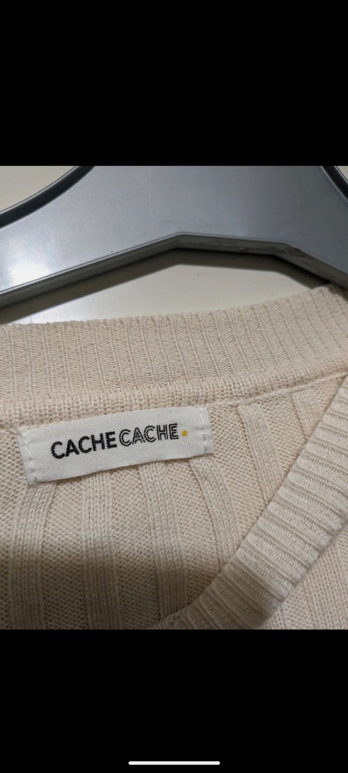 Pull Cache cache beige à rayures. Taille 38 - photo numéro 4
