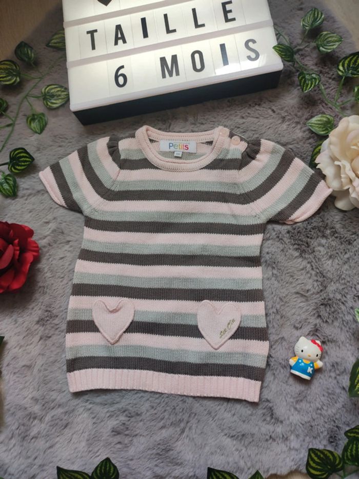 Belle tunique à rayures en maille 6 mois