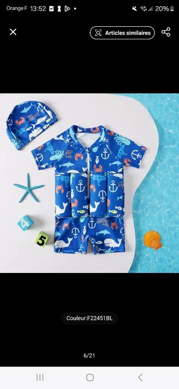 Maillot de bain bebe garçon bouee intégrée