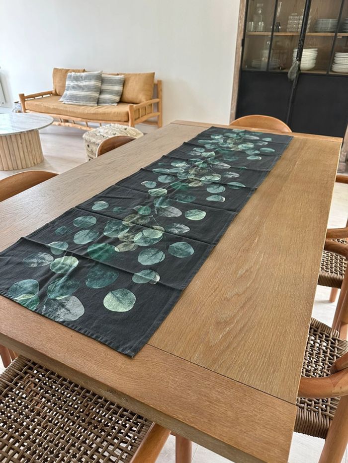 Chemin de table H&M en coton motif eucalyptus 🧚🏼