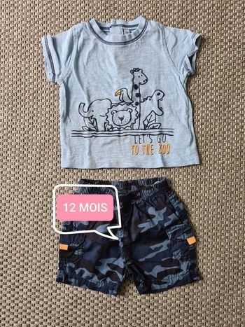 Ensemble t-shirt et short "to the zoo" - 12 mois
