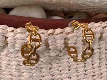 Boucles d’oreilles créoles cd ouvertes acier inoxydable or maillons farandoles