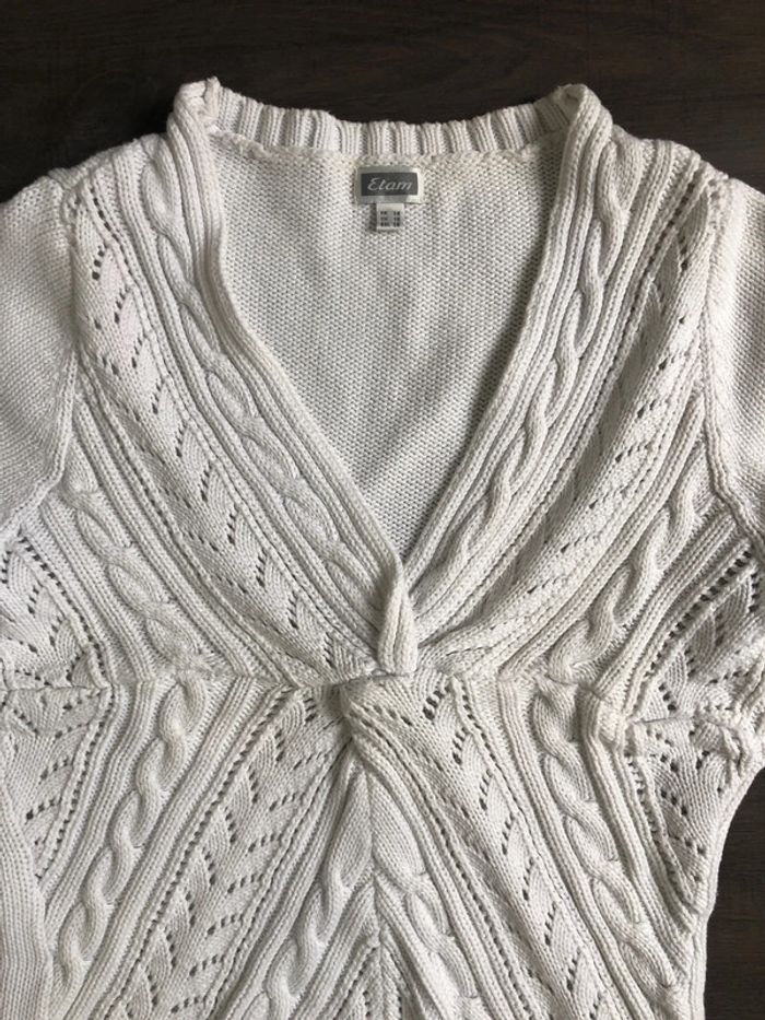 Pull blanc torsades en coton Etam - photo numéro 2