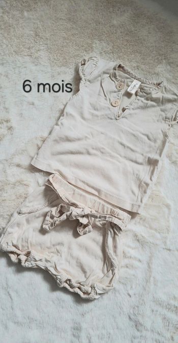 Ensemble t-shirt + short NaturaPura taille 6 mois