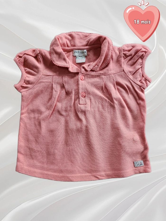 T-shirt polo rose corail fille 18 mois