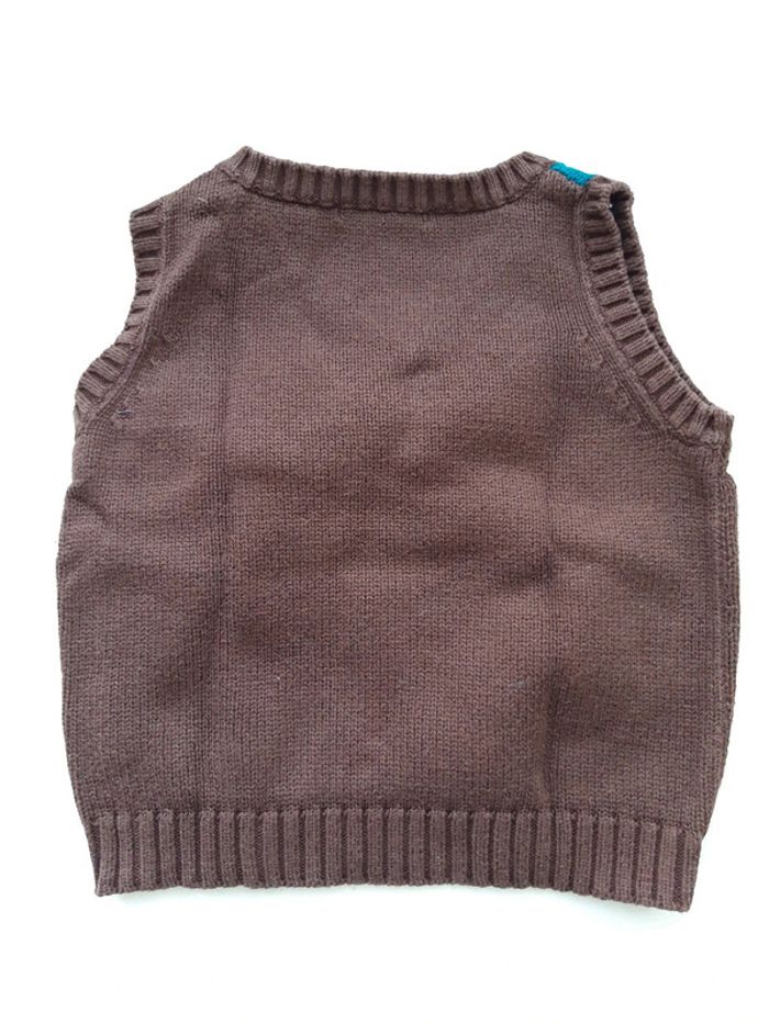 Gilet marron Jacquard sans manches H&M, col en V, bébé 6 à 9 mois ayant 68 à 74 cm - photo numéro 2