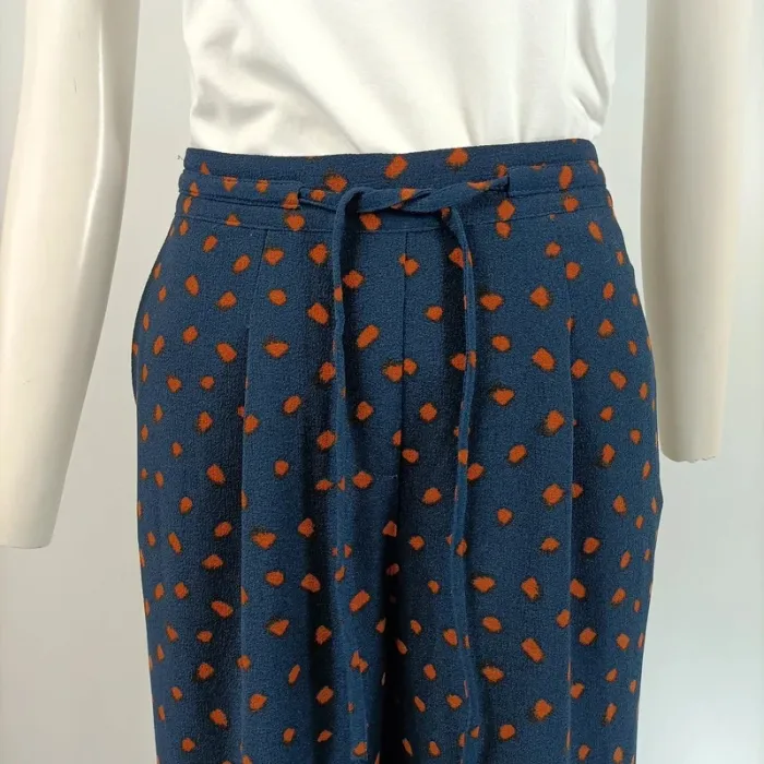Pantalon fluide Damart bleu marine à pois rouille - Taille 44 - A154 - photo numéro 5