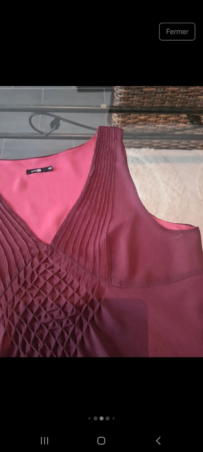 Blouse sans manche tout en voile double bordeau - photo numéro 4