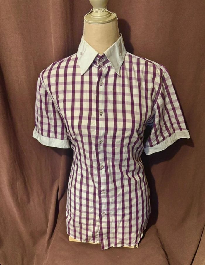💕 chemise à carreau blanche et violette taille 40 L #giorgiomorello