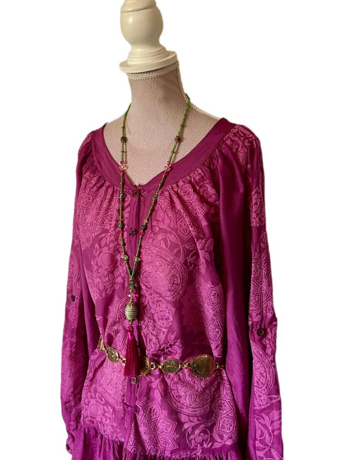 🩷🌿Blouse tunique vintage bohème soie coton taille 40/L Boho hippie chic silk blouse🌿🩷 - photo numéro 3