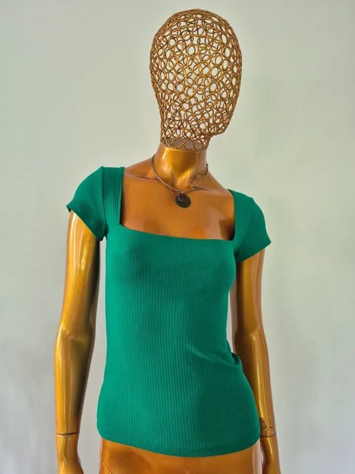 Tee-shirt Vert Manches Courtes Femme Taille M/38