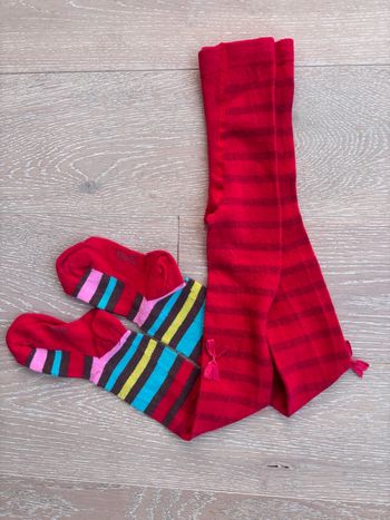 Collants fille Marese pointure 27/30 rouge et multicolore tbe