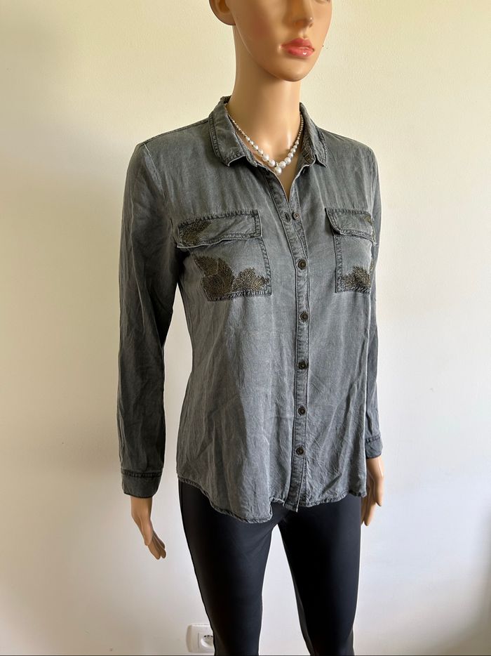 Chemise grise à manches longues Esprit taille française 34 TBE - photo numéro 2