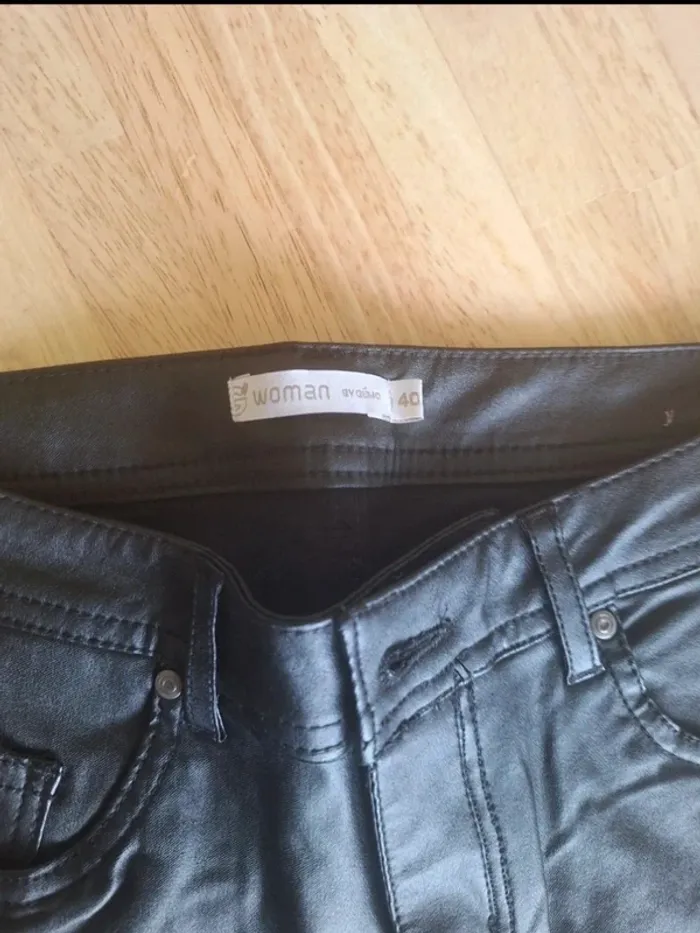 Pantalon slim noir effet cuir T38-M - photo numéro 4
