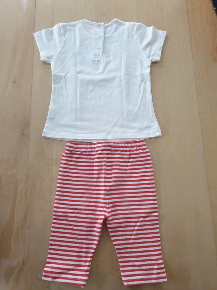 Ensemble fille 12 mois t-shirt + legging blanc et rouge - photo numéro 2