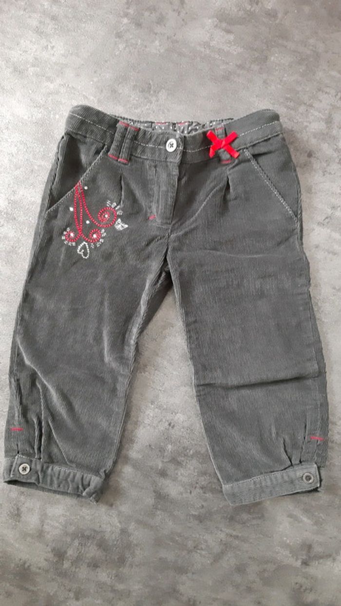 Pantacourt style velours fille réglable 100% coton