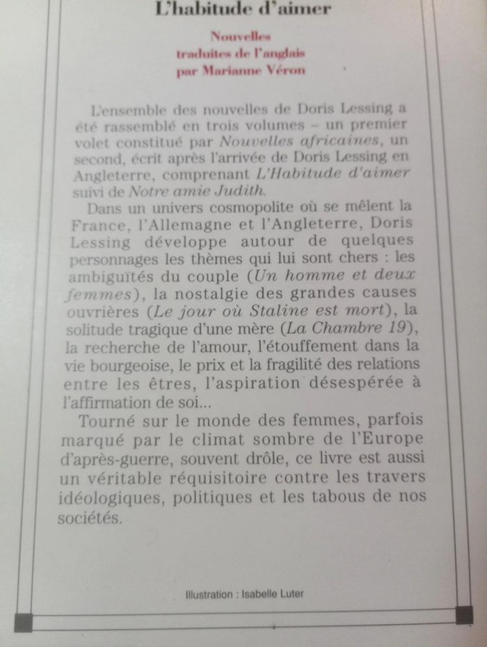 Doris Lessing - L'habitude d'aimer - photo numéro 3