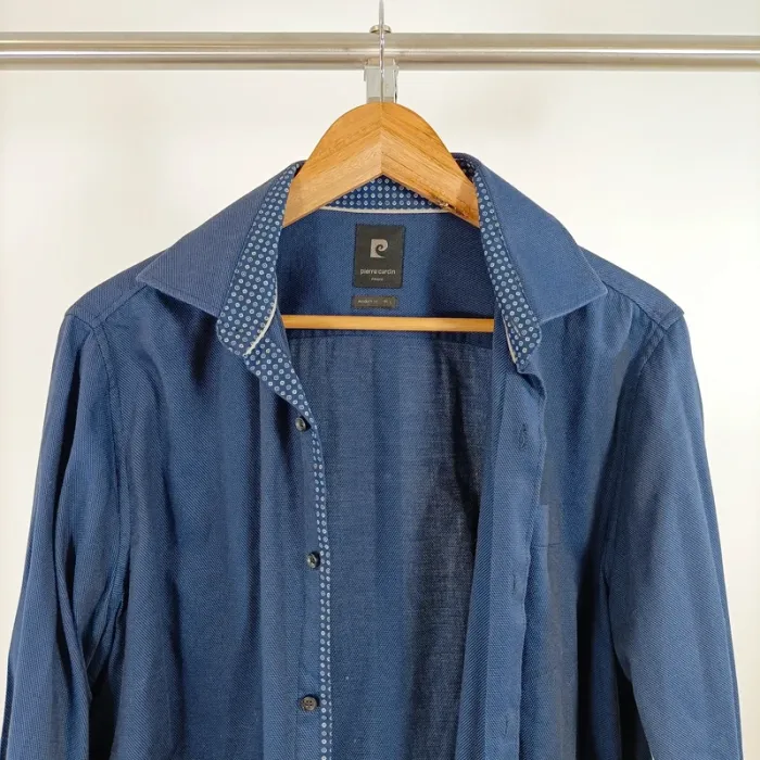 Chemise homme bleu foncé Pierre Cardin, col à motif, taille 41 1311 - photo numéro 2
