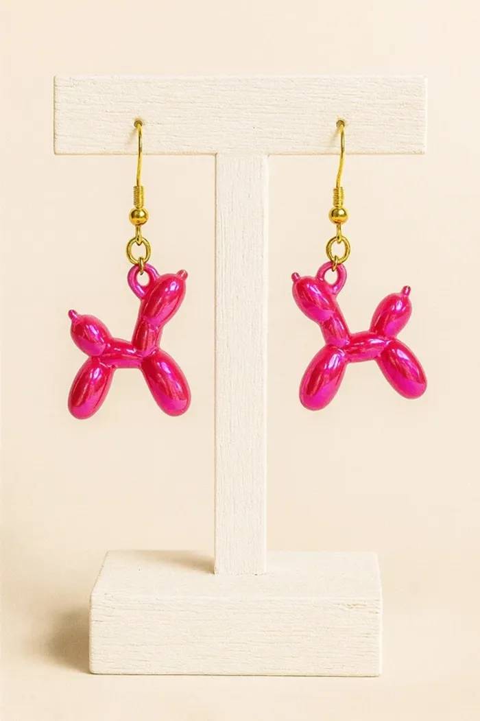 Boucles d’oreilles ballons chien rose