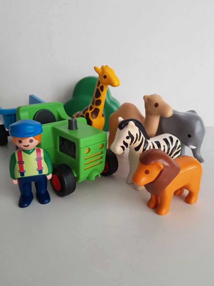 Tracteur vert avec remorque et animaux Playmobil 123 junior - photo numéro 16