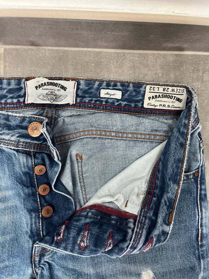 Pantalon en jean bleu coupe droite Parashooting - photo numéro 2