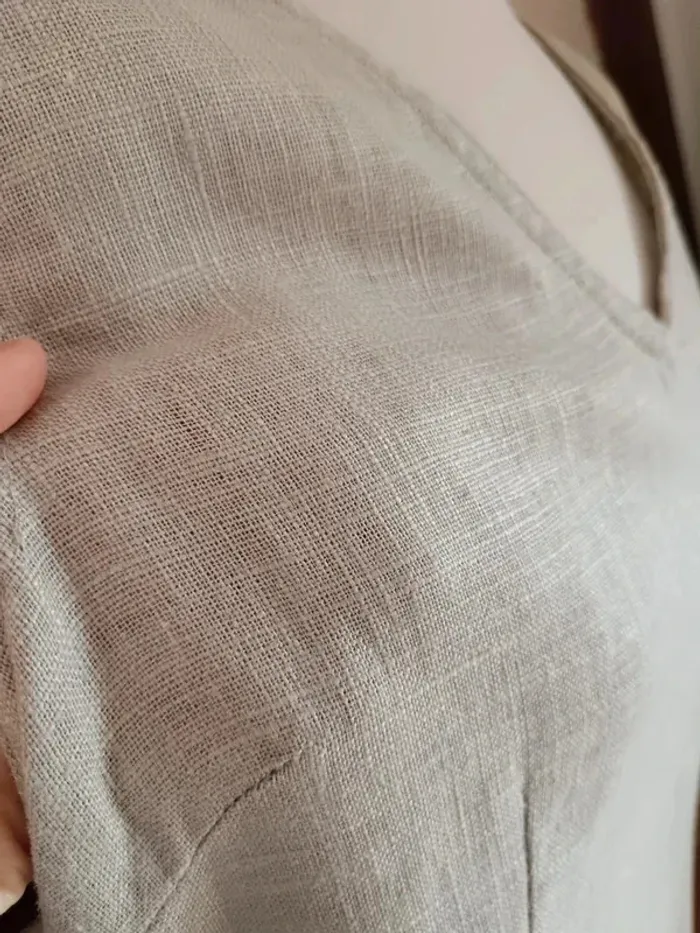 Robe longue beige tissu chanvre/lin - photo numéro 7
