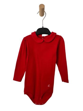 Body manches longues rouge à col claudine - Petit Bateau 18 mois