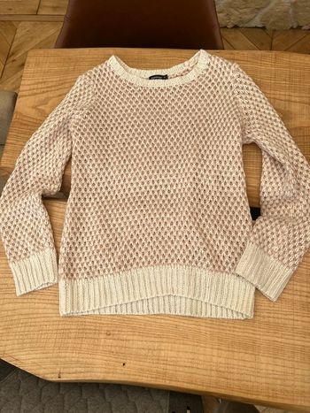 Pull femme rose et blanc chiné laine un extenso taille 38 40 M