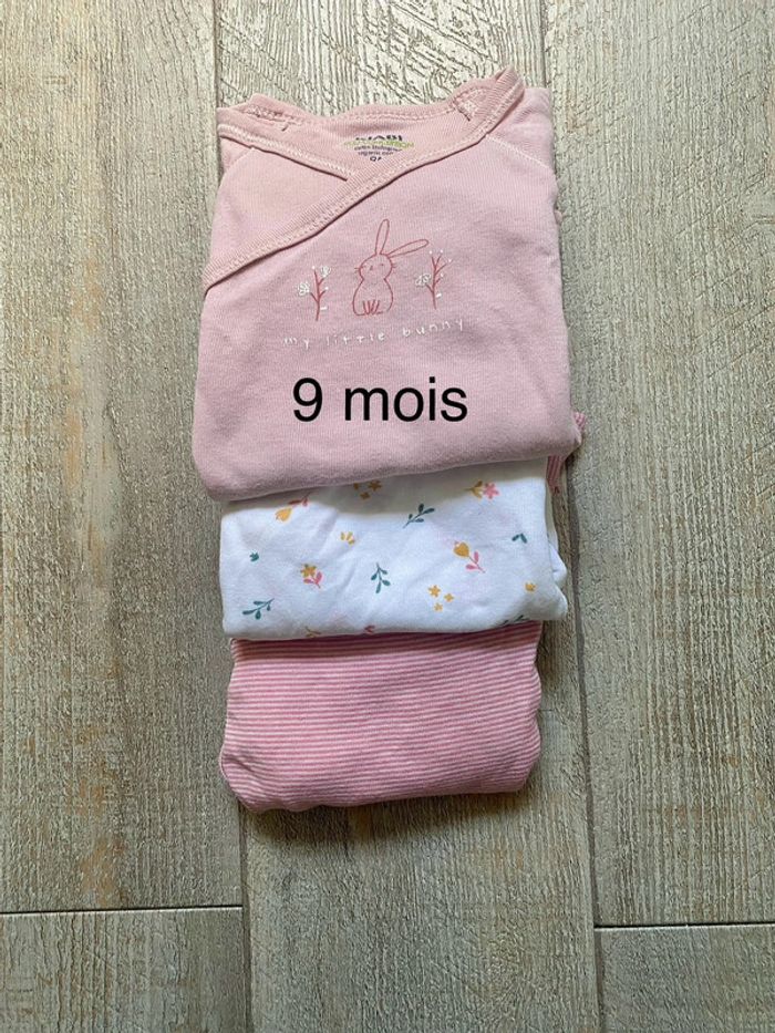 Lot de 3 bodies à manches longues - 9 mois