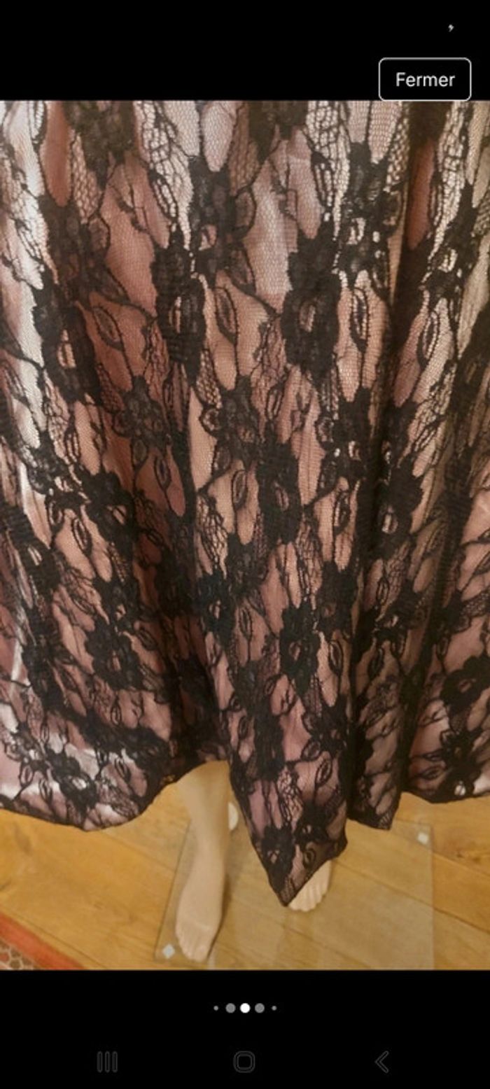 Robe de soirée Maner  L rose/dentelles noires - photo numéro 9