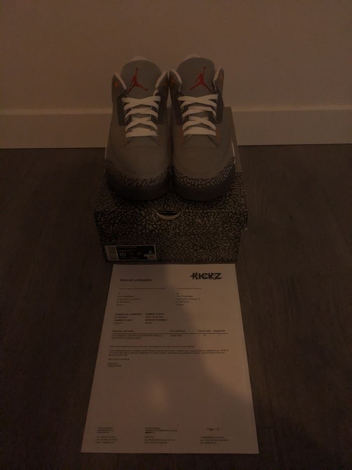 Nike Air Jordan 3 cool Grey pigeon 44eu 10us avec facture kickz - photo numéro 2