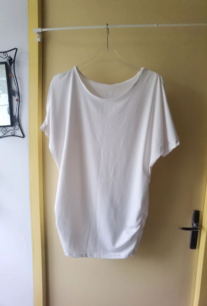 T-shirt long blanc