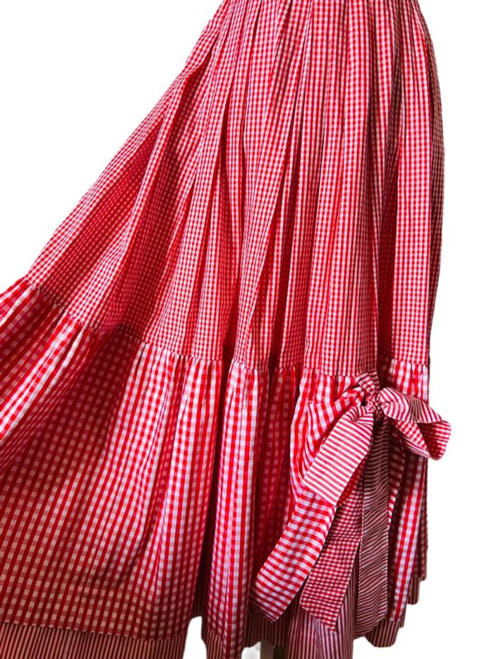 🍒Longue jupe vintage carreaux vichy à volants champêtre cottagecore gingham ruffled long skirt🍒 - photo numéro 5