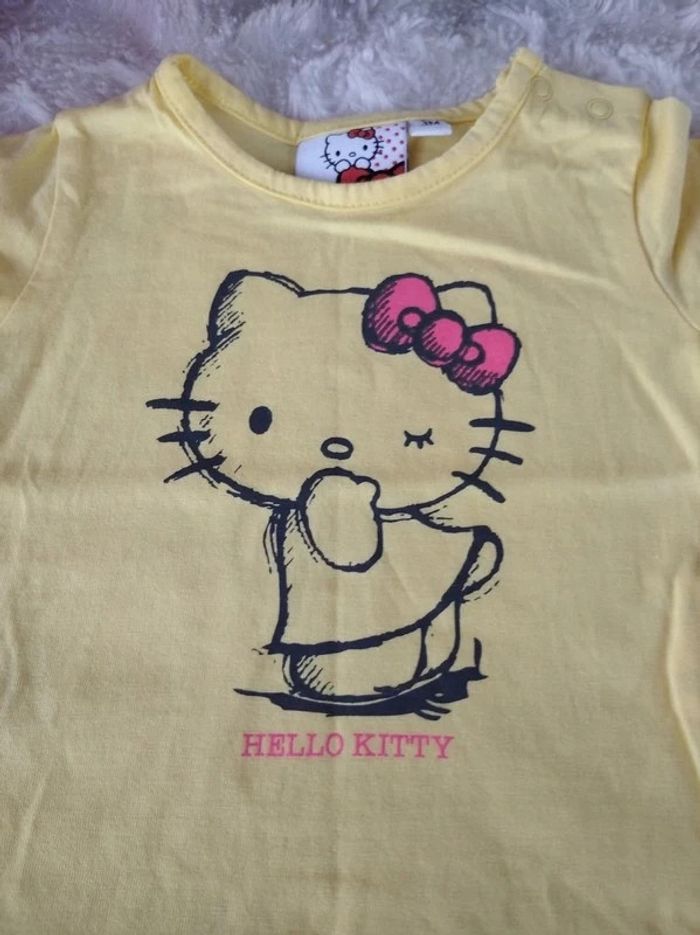 Tee shirt chemise manches courtes Fille 3 mois Hello Kitty 100% coton - photo numéro 4