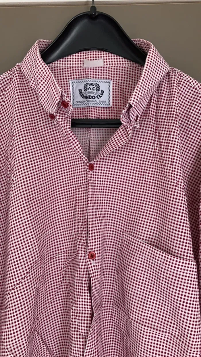Chemise homme manches longues vichy bordeaux L - photo numéro 2