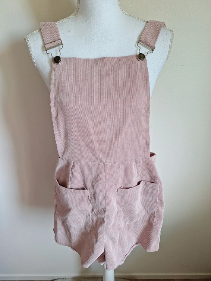 Salopette short t36 rose velours #F36S-253