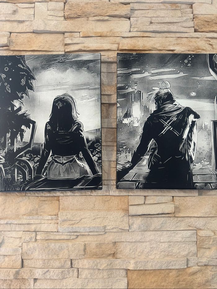 Lot de 2 tableaux Jinx et Ekko scène mythique Arcane en toile 30x40cm - photo numéro 6
