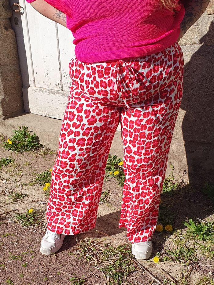 Pantalon gaze de coton Léopard fushia 
TU