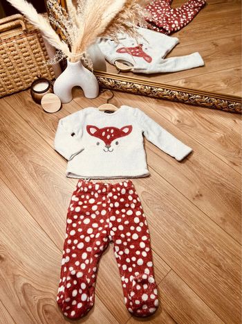 Taille 12 mois pyjama 2p piloupilou fille extenso écru et terracotta * biche * 🎀