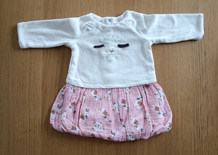 Robe boule Catimini 6 mois bi matière imprimé lamas fille - photo numéro 2