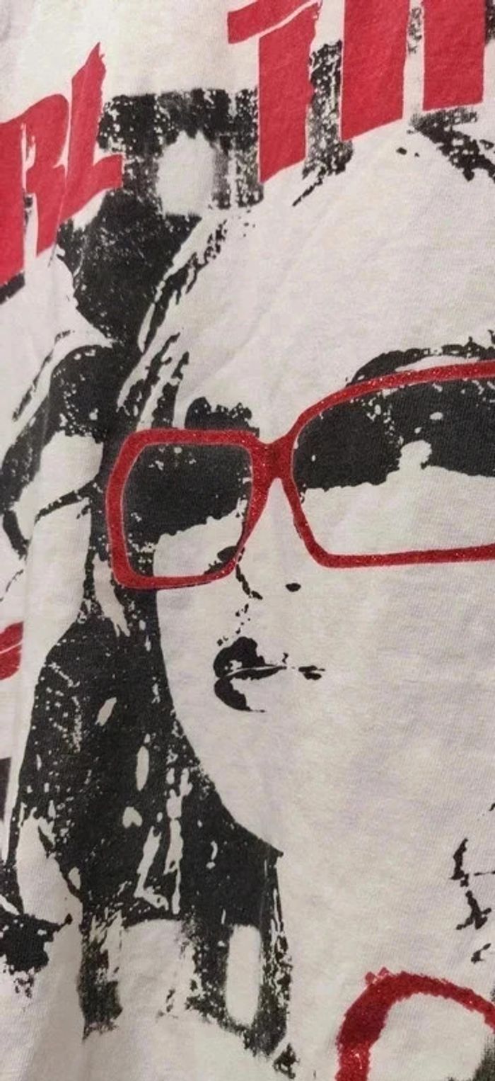T-shirt blanc motifs visage blanc noir et rouge Bilook 14 ans - photo numéro 3