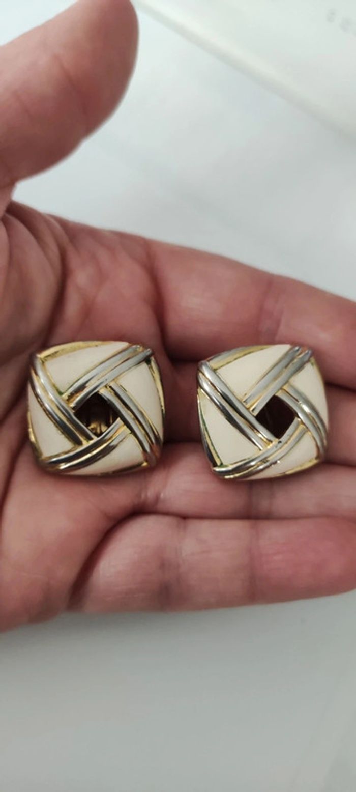 Clips d'oreilles blanc vintage - photo numéro 2