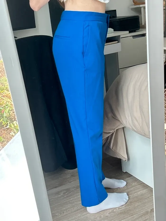 Pantalon tailleur Zara Bleu électrique taille 38 - photo numéro 2